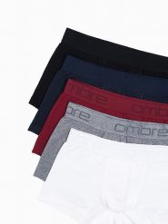 Bokserki męskie bawełniane 5-pak - mix U243 - XXL. Czarne bokserki męskie Ombre Clothing, m, bez wzorów, z bawełny. W wyprzedaży za 49.99 zł.