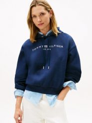 Tommy Hilfiger bluza z kapturem Kobiety niebieski, XS. Niebieskie bluzy damskie Tommy Hilfiger, xs, bez wzorów, z materiału, z kapturem. Za 279.95 zł.
