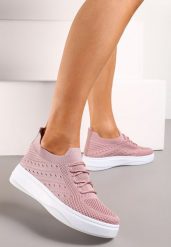 Różowe Buty Sportowe z Cholewką w Skarpetkowym Stylu Timotta. Czerwone obuwie sportowe damskie Renee, bez wzorów, sportowe, bez zapięcia. Za 49.99 zł.