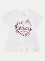 Guess T-Shirt K5GI10 K6YW4 Biały Regular Fit. Białe t-shirty i topy dla dziewczynek Guess, z aplikacjami, z bawełny, bez ramiączek. Za 69.99 zł.