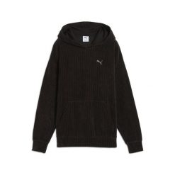 Damska bluza z kapturem Essentials Elevated Comfort Velour Rib PUMA Black. Czarne bluzy sportowe damskie Puma, bez wzorów, z kapturem, do biegania. Za 249.00 zł.