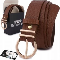 Beltimore Skórzany pasek damski do spodni sukienki skóra croco brązowy 3 cm Beltimore E58. Brązowe sukienki damskie Beltimore, bez wzorów, ze skóry, bez kołnierzyka, bez ramiączek. Za 41.99 zł.