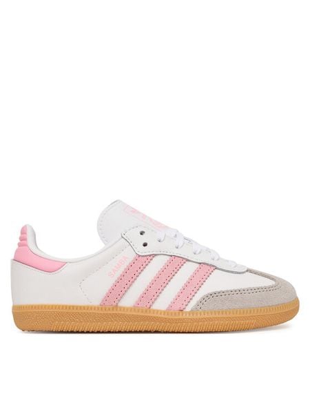 Adidas Sneakersy Samba Og C JQ2024 Biały. Białe buty sportowe dziewczęce Adidas, bez wzorów, ze skóry, bez zapięcia. Za 205.99 zł.