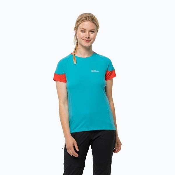 Koszulka trekkingowa damska Jack Wolfskin Narrows. Niebieskie koszulki sportowe damskie Jack Wolfskin, xs, bez wzorów, bez kołnierzyka, bez ramiączek, trekkingowe. Za 89.99 zł.