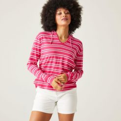 Minerve V-Neck damska bluza z kapturem. Czerwone bluzy damskie Regatta, bez wzorów, z bawełny, z kapturem. Za 211.00 zł.