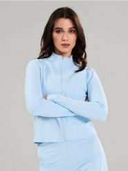 Sportowa rozpinana bluza ze stójką Gym Hard - błękitny. Niebieskie bluzy damskie Sinsay, l, bez wzorów, bez kaptura. Za 49.99 zł.