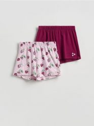 Piżamowe szorty 2 pack - lawendowy. Fioletowe piżamy damskie Reserved, l, bez wzorów, z bawełny, bez ramiączek. Za 55.99 zł.