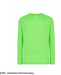 JHK - Sportowa koszulka męska długie raglanowane rękawy ozdobne przeszycia w dolnej części rękawa szyi i ramion limonkowy fluorescencyjny XL. Koszulki sportowe męskie JHK, m, bez wzorów, bez kołnierzyka, bez ramiączek. Za 22.10 zł.