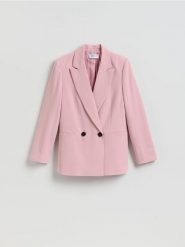 Dwurzędowa marynarka - pastelowy róż. Czerwone żakiety damskie Reserved, l, bez wzorów, z tkaniny. Za 229.99 zł.