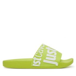 Klapki Just Cavalli. Zielone klapki damskie Just Cavalli, bez wzorów, bez obcasa. Za 219.99 zł.