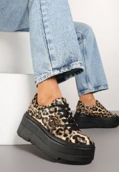 Panterkowe Sneakersy Vices na Platformie Ozdobione Metaliczną Aplikacją Tatellia. Obuwie sportowe damskie Renee, z aplikacjami, z jeansu. Za 129.99 zł.