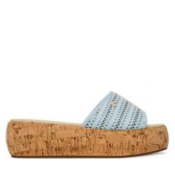 Klapki Roxy. Niebieskie klapki damskie Roxy, bez wzorów, bez obcasa. Za 111.99 zł.