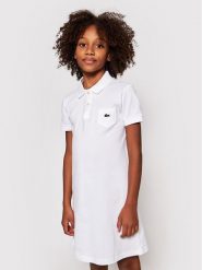 Lacoste Sukienka codzienna EJ2816 Biały Regular Fit. Białe sukienki dla dziewczynek Lacoste, bez wzorów, z bawełny, bez ramiączek. Za 189.99 zł.