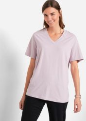 Długi T-shirt (5 szt.). Czerwone t-shirty damskie bonprix, bez wzorów, bez kołnierzyka. Za 149.99 zł.