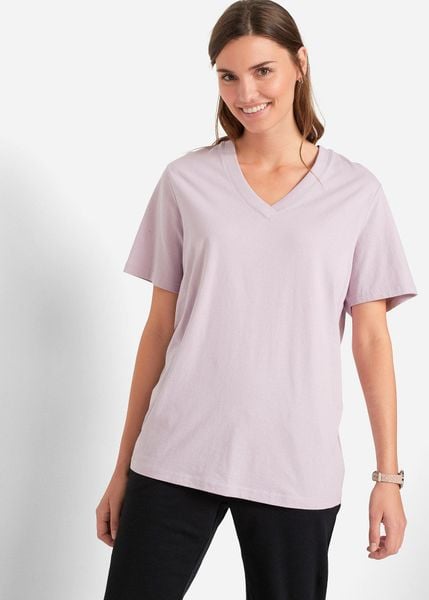 Długi T-shirt (5 szt.). Czerwone t-shirty damskie bonprix, bez wzorów, bez kołnierzyka. Za 149.99 zł.