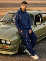 Bluza hoodie z kontrastową lamówką - szary. Szare bluzy męskie Sinsay, l, bez wzorów, bez kaptura. Za 79.99 zł.