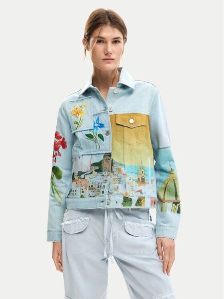 Desigual Kurtka jeansowa Indi 26SWED02 Błękitny Regular Fit. Niebieskie kurtki damskie Desigual, s, bez wzorów, z bawełny, bez kaptura. Za 489.99 zł.