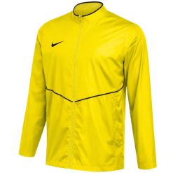 Męska kurtka przeciwdeszczowa Nike Park 26 Rain, żółta. Żółte bluzy męskie Nike, m, bez wzorów, z poliesteru, do piłki nożnej. Za 141.99 zł.