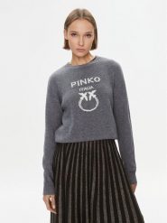 Pinko Sweter Burgos 100414 Y7Z4 Szary Regular Fit. Szare swetry damskie Pinko, s, bez wzorów, z wełny, bez kołnierzyka, bez ramiączek, bez kaptura. Za 539.99 zł.