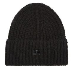 Czapka Tommy Jeans. Czarne czapki i kapelusze damskie Tommy Jeans, na zimę, bez wzorów, z jeansu. Za 219.99 zł.