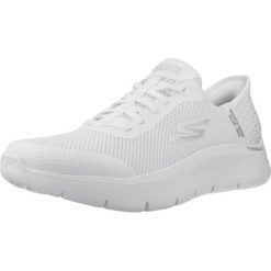 Buty SKECHERS SLIP-INS GO WALK FLEX Biały. Białe obuwie sportowe damskie Skechers, bez wzorów, z tkaniny, trekkingowe, Skechers Sport. Za 385.99 zł.