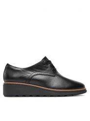 Clarks Oxfordy Sharon Rae 261754164 Czarny. Czarne półbuty damskie Clarks, bez wzorów, ze skóry, bez obcasa, bez zapięcia. Za 319.99 zł.