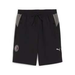 Szorty Milan AC 2024/25. Czarne krótkie spodenki sportowe męskie Puma, m, bez wzorów, z materiału, do piłki nożnej. Za 192.45 zł.