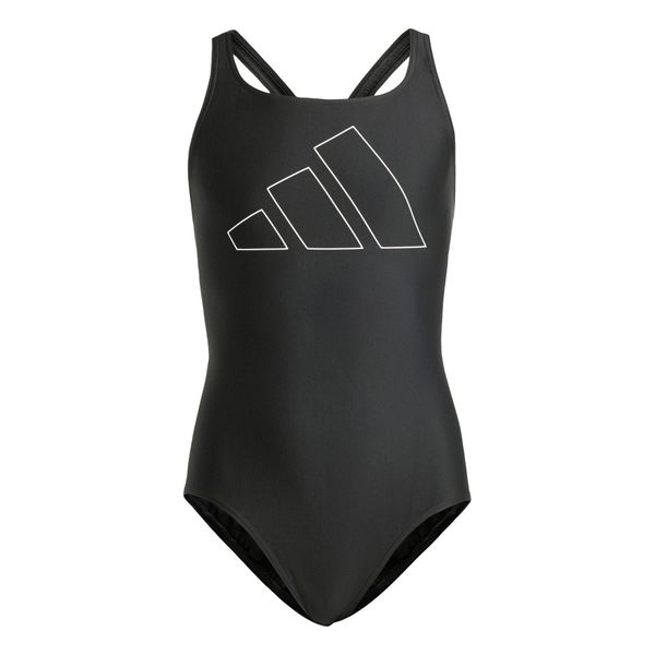 Strój kąpielowy Performance Big Bars Kids. Białe stroje kąpielowe dla dziewczynek Adidas, bez wzorów, z materiału. Za 139.00 zł.