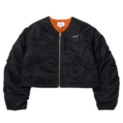 Kurtka turystyczna damska HUF Paisley Satin. Czarne kurtki damskie HUF, z aplikacjami, z nylonu, bez kaptura. W wyprzedaży za 443.00 zł.