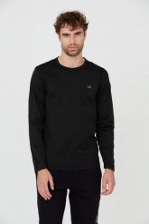 C.P. COMPANY Czarny longsleeve. Czarne bluzki z długim rękawem męskie C.P. Company, m, bez wzorów, bez kołnierzyka. W wyprzedaży za 429.99 zł.