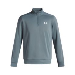 Bluza treningowa z zamkiem błyskawicznym 1/4 Under Armour Fleece. Niebieskie bluzy sportowe męskie Under Armour, s, bez wzorów, z materiału, bez kaptura, na fitness i siłownię. Za 261.90 zł.