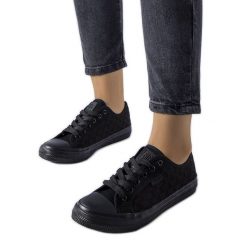 Czarne siateczkowe trampki Big Star LL274072. Czarne trampki i tenisówki damskie bez wzorów, z dresówki, eleganckie, bez zapięcia. Za 191.52 zł.