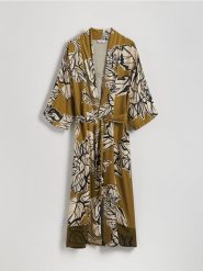 Sukienka maxi - wielobarwny. Sukienki damskie Reserved, l, bez wzorów, z tkaniny, bez kołnierzyka, bez ramiączek, maxi. W wyprzedaży za 139.99 zł.