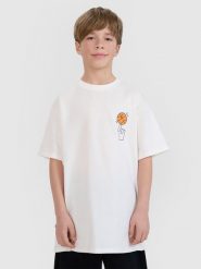 4F T-shirt oversize z nadrukiem chłopięcy - biały 152 (11-12 lat). Białe t-shirty dla chłopców 4f, bez wzorów, z bawełny, bez ramiączek. W wyprzedaży za 29.99 zł.