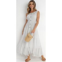 Biała Sukienka Abill. Białe sukienki damskie Born2be, na lato, l, bez wzorów, boho, bez kołnierzyka, bez ramiączek, maxi. Za 84.99 zł.