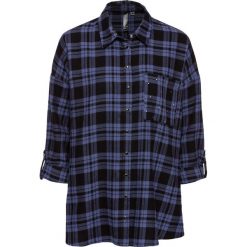 Bluzka flanelowa z ćwiekami bonprix indygo-czarny w kratę. Niebieskie bluzki damskie bonprix. Za 59.99 zł.