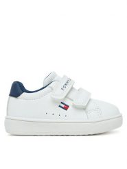Tommy Hilfiger Sneakersy Low Cut Velcro Sneaker T1X9-34062-1355 M Biały. Białe buty sportowe chłopięce Tommy Hilfiger, bez wzorów, ze skóry, bez zapięcia. Za 229.99 zł.