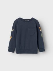 NAME IT Bluza 13221486 Granatowy Regular Fit. Niebieskie bluzy dla chłopców Name it, bez wzorów, z bawełny, bez ramiączek, bez kaptura. Za 119.99 zł.