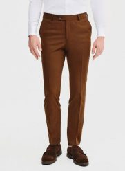 PAKO LORENTE – Brązowe spodnie ganiturowe. Brązowe eleganckie spodnie męskie Pako Lorente, m, bez wzorów, z elastanu. Za 599.99 zł.