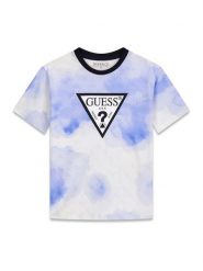 Guess T-Shirt L6RI03 K8HM4 Błękitny Regular Fit. Niebieskie t-shirty dla chłopców Guess, z aplikacjami, z bawełny, bez ramiączek. Za 129.99 zł.
