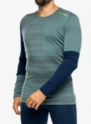 Bluza termiczna męska Ortovox 185 Rock N Wool Long Sleeve. Zielone bluzki z długim rękawem męskie ORTOVOX, l, bez wzorów, z materiału, rockowe, bez kołnierzyka. Za 428.99 zł.