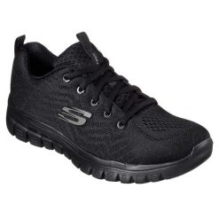 Buty SKECHERS GRACEFUL GET CONNECTED Czarny. Czarne obuwie sportowe damskie Skechers, bez wzorów, z materiału, trekkingowe, Skechers Sport. Za 249.99 zł.