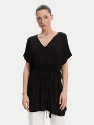 Liu Jo Beachwear Sukienka plażowa VA5164 JS360 Czarny Relaxed Fit. Czarne sukienki damskie Liu Jo Beachwear, na plażę, m, bez wzorów, z wiskozy, bez kołnierzyka, bez ramiączek. Za 239.99 zł.