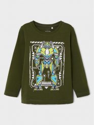 NAME IT Bluzka 13218856 Zielony Regular Fit. Zielone t-shirty dla chłopców Name it, bez wzorów, z bawełny, bez ramiączek. Za 29.99 zł.