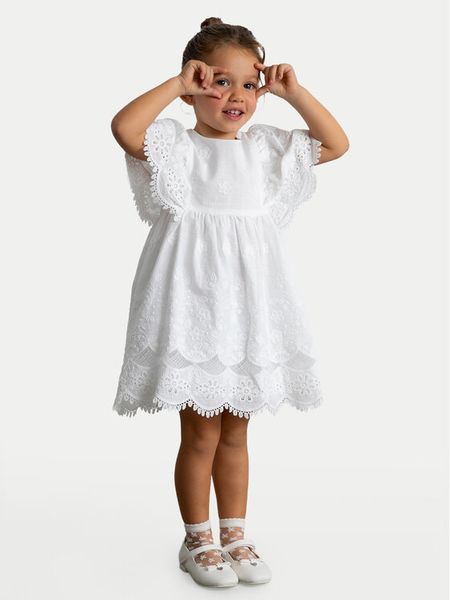 Mayoral Sukienka elegancka 3923 Biały Regular Fit. Białe sukienki dla dziewczynek Mayoral, bez wzorów, z bawełny, eleganckie, bez ramiączek. Za 232.99 zł.