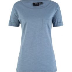 T-shirt bawełniany z przędzy mieszankowej, z kieszonką bonprix matowy niebieski. Bluzki damskie bonprix. Za 34.99 zł.