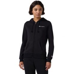 Bluza damska Champion Full Zip Hoodie Sweatshirt. Czarne bluzy damskie Champion, s, bez wzorów, z bawełny, z kapturem. Za 205.99 zł.