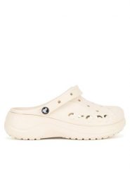 Crocs Klapki BAYA PLATFORM CLOG 208186-11S Beżowy. Brązowe klapki damskie Crocs, bez wzorów, z materiału, bez obcasa. Za 199.99 zł.