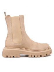 Badura Sztyblety RST-LONDRA-01 Beżowy. Brązowe botki damskie Badura, ze skóry, bez obcasa, na płaskiej podeszwie, bez zapięcia. Za 399.99 zł.