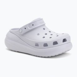 Klapki Crocs Classic Crush Clog. Fioletowe klapki damskie Crocs, bez wzorów, bez obcasa. W wyprzedaży za 284.75 zł.